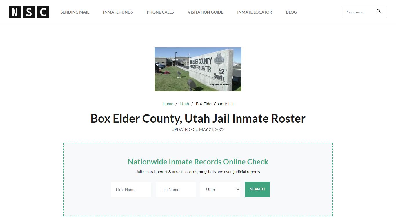 Box Elder County, Utah Jail Inmate Roster